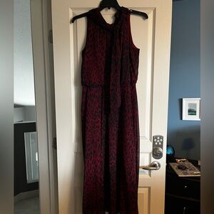 Elegant Red and Black Leopard Print Dress